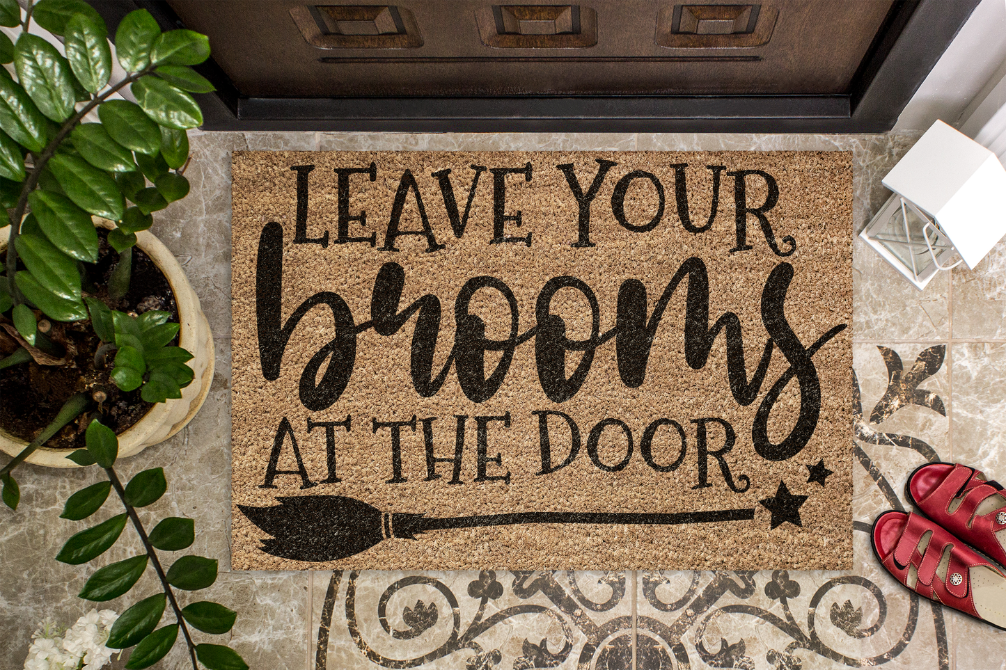 Halloween Coir Door Mat - Leave Your Brooms At The Door