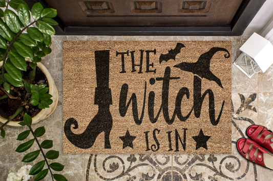 Halloween Coir Door Mat - The Witch Is In