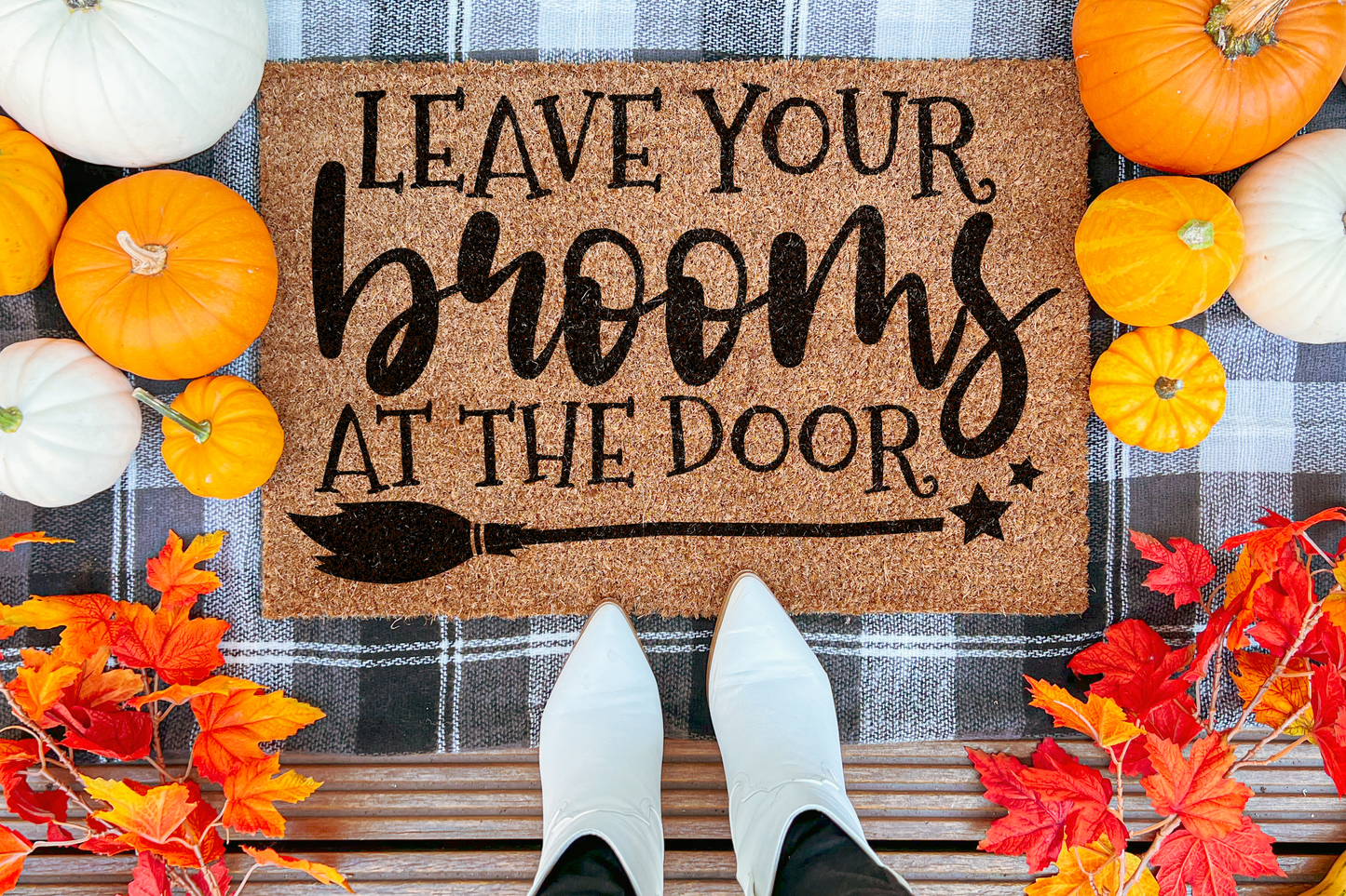 Halloween Coir Door Mat - Leave Your Brooms At The Door