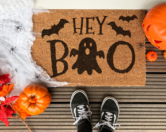 Halloween Coir Door Mat - Hey Boo