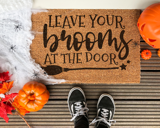 Halloween Coir Door Mat - Leave Your Brooms At The Door