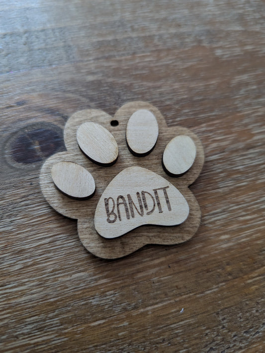 Personalised Dog or Cat Paw Print Keyring