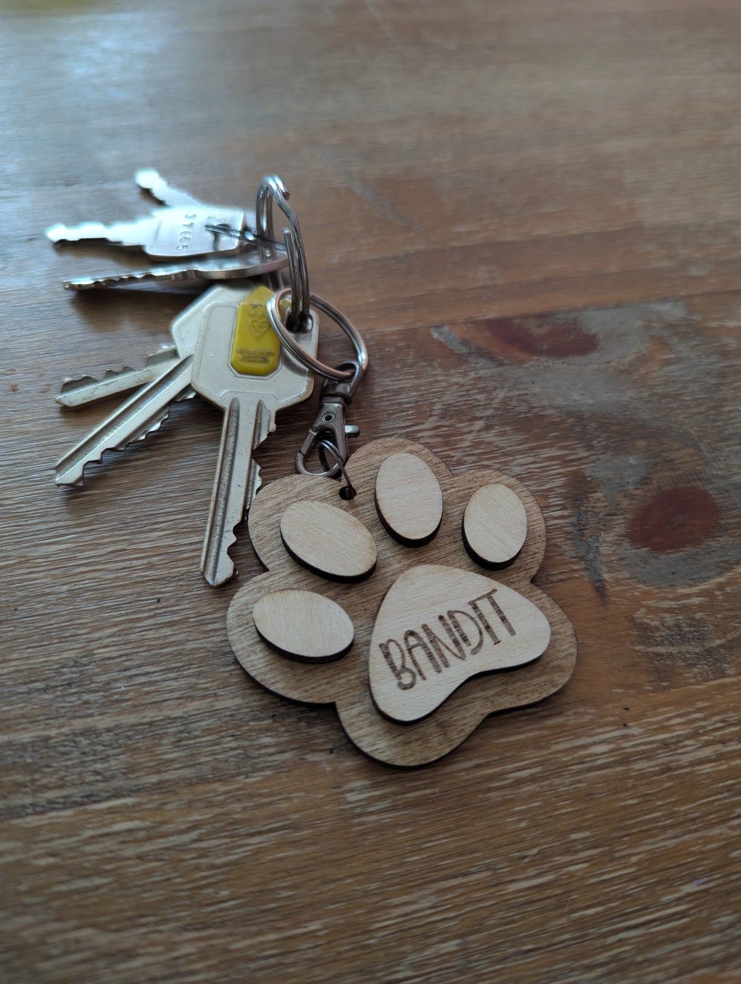 Personalised Dog or Cat Paw Print Keyring