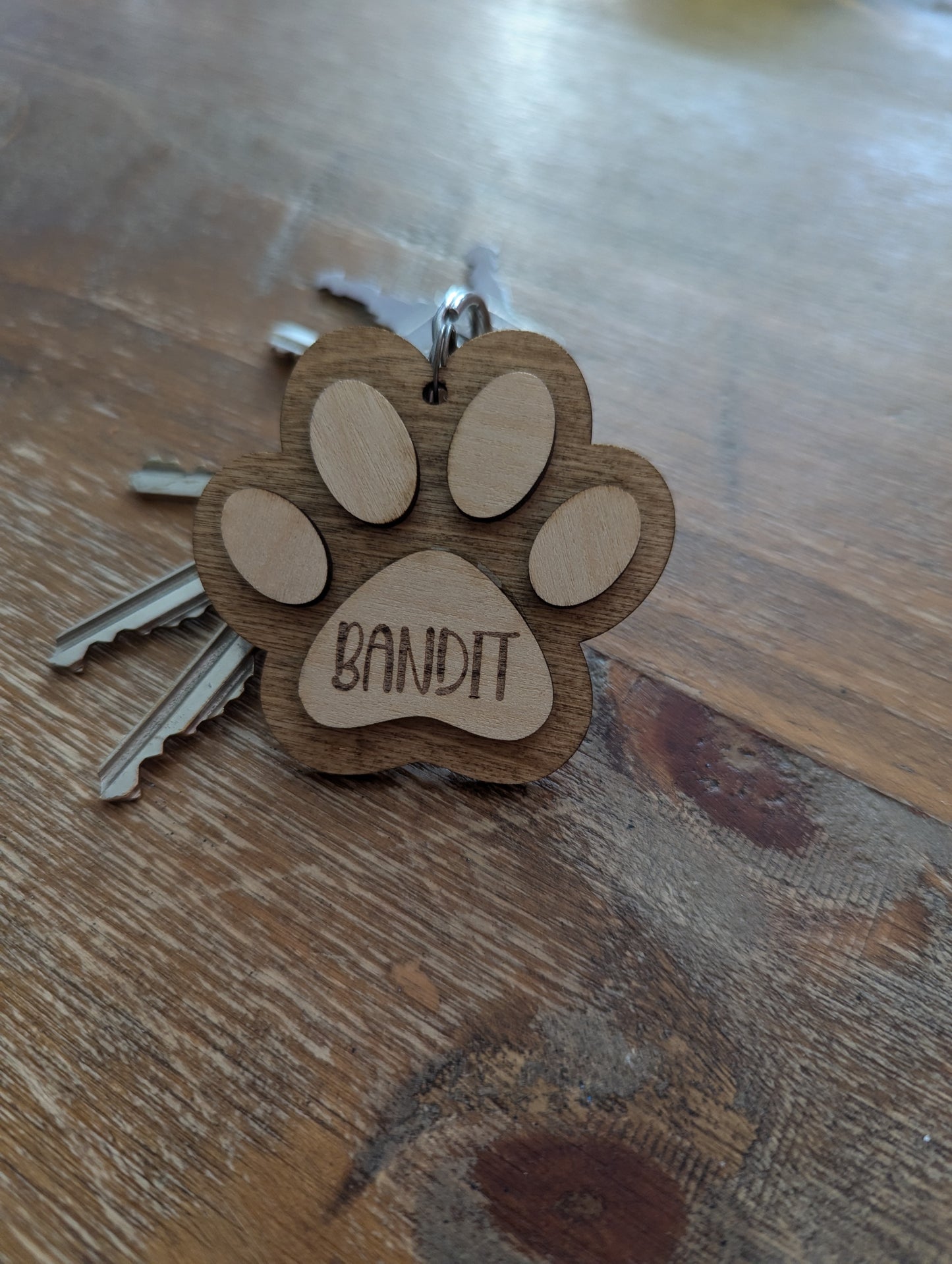 Personalised Dog or Cat Paw Print Keyring