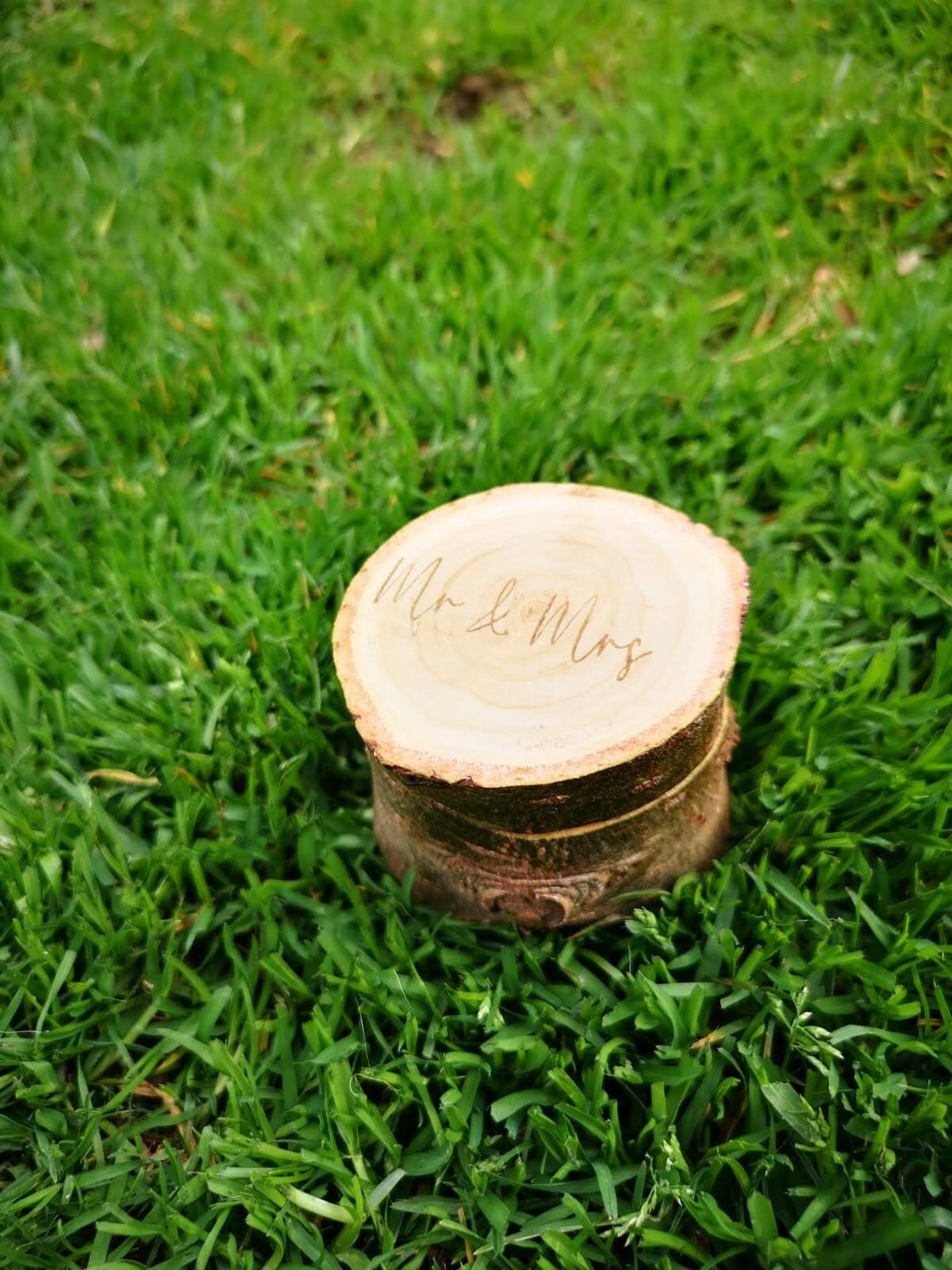 Wedding Ring Box, Personalised Recycled Christmas Tree Stump Ring Bearer Pillow Alternative, Rustic Wooden Ring Box, Engagement Ring Box