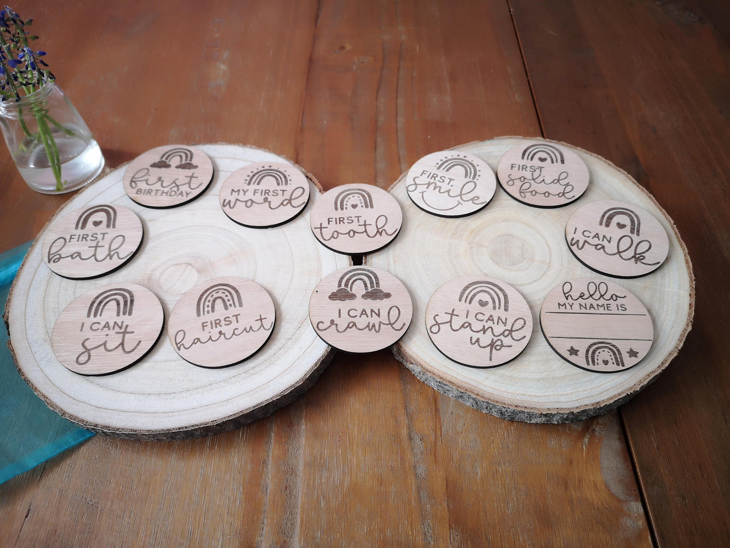 Wooden Baby Milestone Disc Set - for Baby's First Milestones, Moments, Events and Achievements