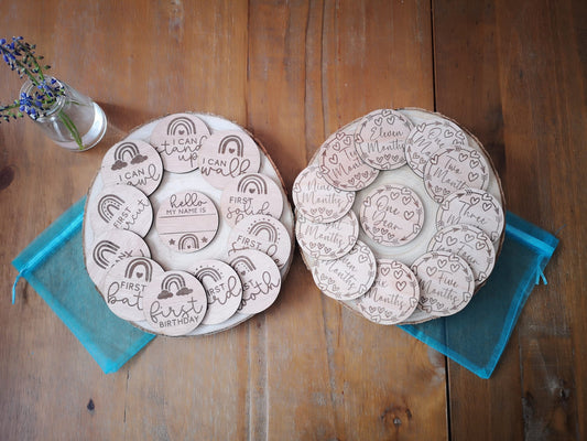 Wooden Baby Milestone and Age Disc Set