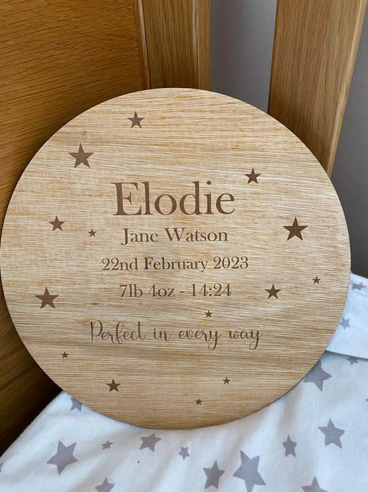 Wooden Baby Birth Announment, Wall Sign, New Baby, Baby Shower Gift, New Parent Present, Hello World