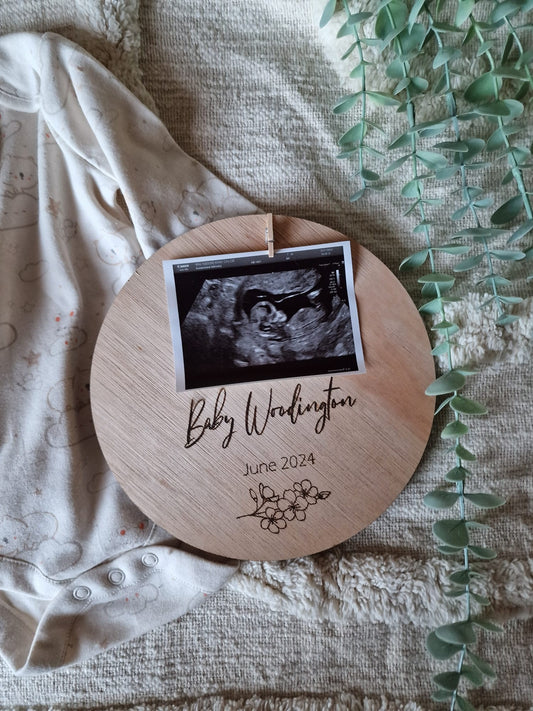 Personalised Pregnancy Announcement Sign | Wooden Due Date Plaque